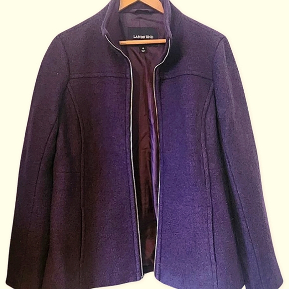 Beautiful deep purple wool blend Lands End coat - inside blazer or outer layer! - Picture 6 of 8